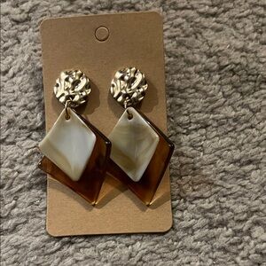 Chic Gold and Brown Dangle Earrings